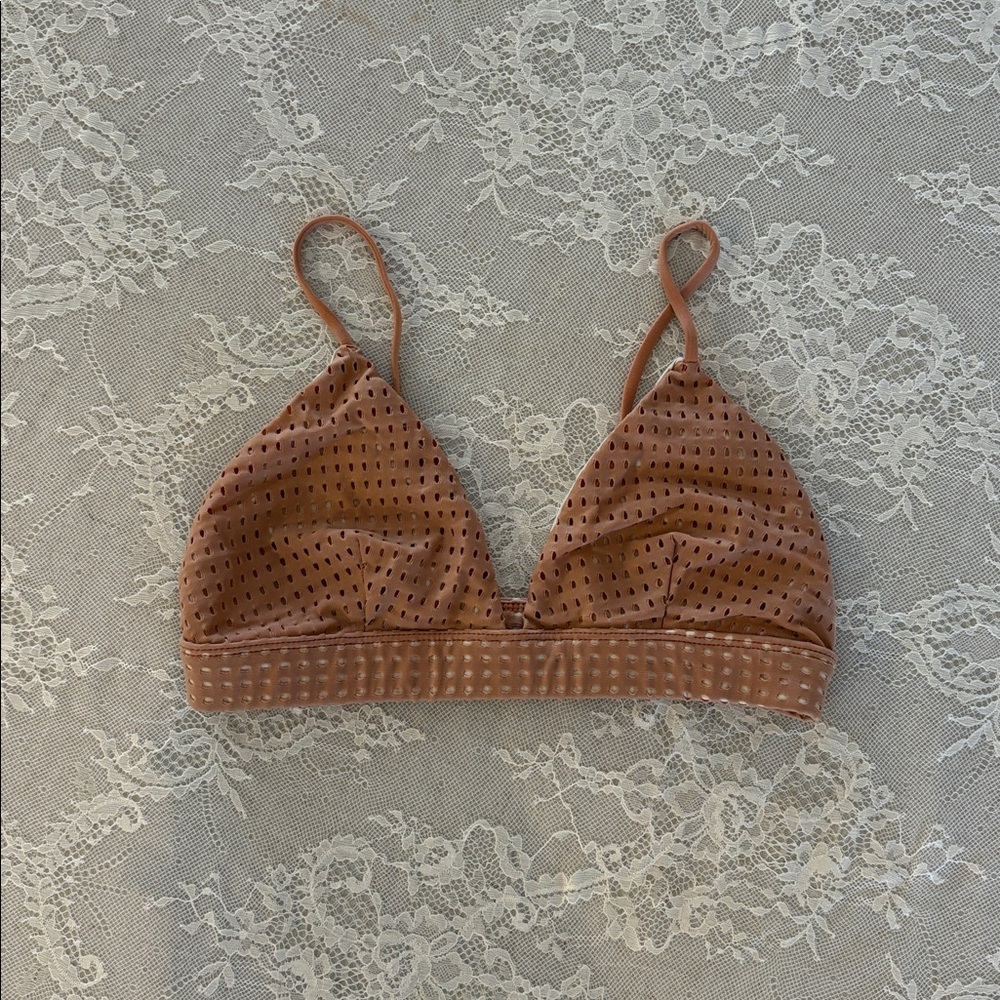 Acacia Awapui Nude Tan Mesh Bikini Top